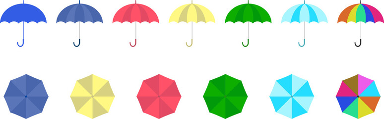 シンプルな可愛い傘のイラストセット © foolchico