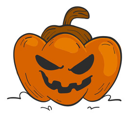 Evil pumpkin with naughty smile