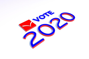 USA 2020 presidential election 3d concept. Urging voters to vote on the 2020 presidential election.
