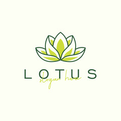 Elegant minimalist lotus logo vector line Premium Vector