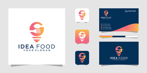 Bulb and fork creative breakfast restaurant logo and business card design inspiration