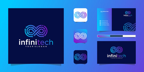 infinity technology logo design - obrazy, fototapety, plakaty