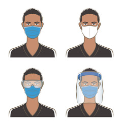 ウイルス感染の防止　マスク　フェイスシールド　男性