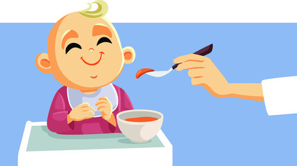 Cute Little Baby Being Fed Using Spoon