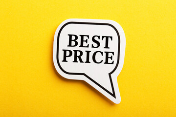 Best Price Speech Bubble Isolated On Yellow Background - obrazy, fototapety, plakaty