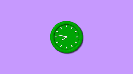 Amazing green color 3d wall clock isolated on purple background,wall clock