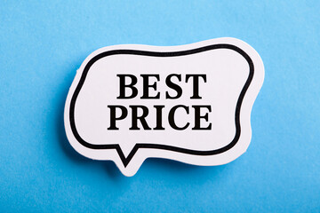 Best Price Speech Bubble Isolated On Blue Background