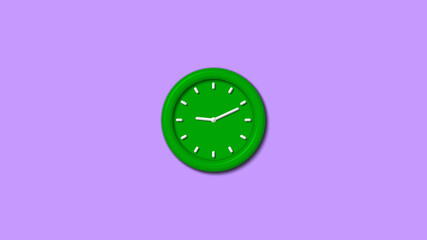 Amazing green color 3d wall clock isolated on purple background,wall clock