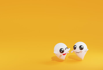 3d rendering ghost talking ghost on yellow background.