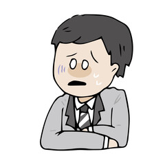 困った顔の新郎　お婿さん　結婚