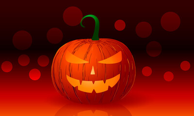 Naklejka na ściany i meble vector Halloween pumpkin with smiling face