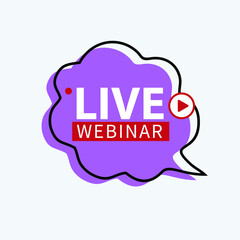 Live Webinar Button, icon, emblem label gradient Vector illustration flat linear badge and banner, scroll, sticker, ribbon, embem, poster.