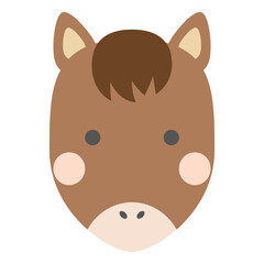 うまのイラスト　ウマ　馬　午　干支　動物　顔　アイコン　
Zodiac animals. Animal icon set. Animal face icon.