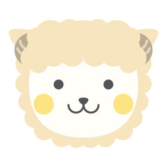 ひつじのイラスト　ヒツジ　羊　未　干支　動物　顔　アイコン　
Zodiac animals. Animal icon set. Animal face icon.