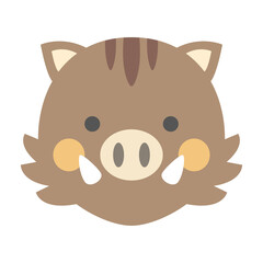 いのししのイラスト　イノシシ　猪　亥　干支　動物　顔　アイコン　
Zodiac animals. Animal icon set. Animal face icon.