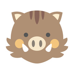 いのししのイラスト　イノシシ　猪　亥　干支　動物　顔　アイコン　
Zodiac animals. Animal icon set. Animal face icon.