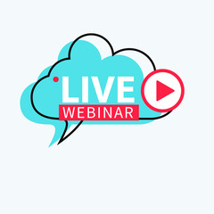 Live Webinar Button, icon, emblem label gradient Vector illustration flat linear badge and banner, scroll, sticker, ribbon, embem, poster.