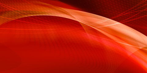 white and yellow blur geometric light on red background with line network data.