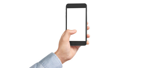 Hand holding smartphone device  touching screen