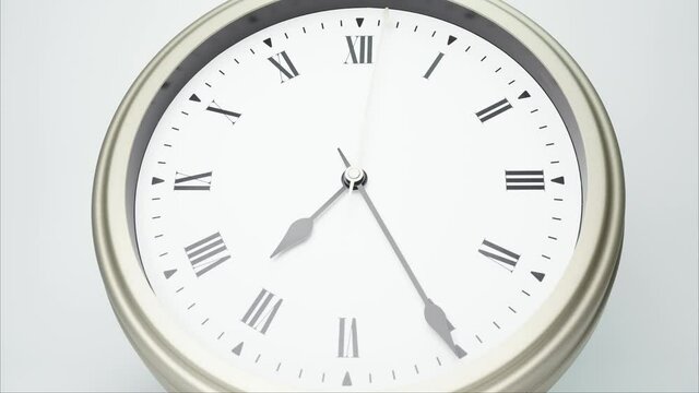 Seven o'clock classic Face With Roman Numerals, Time lapse 60 minutes.