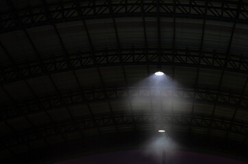 Light from a lamp on the roof of the dome
