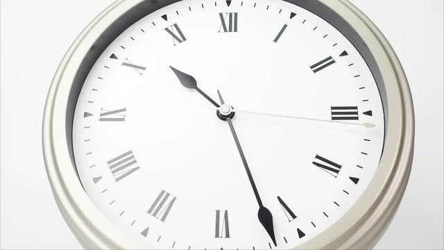 Ten o'clock classic Face With Roman Numerals, Time lapse 60 minutes.