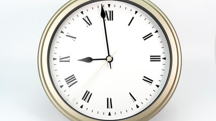Fototapeta na wymiar Clock isolated on white background Showtime 08.59 am or pm.