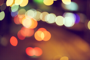 Abstract defocus of bokeh light traffic in the city
