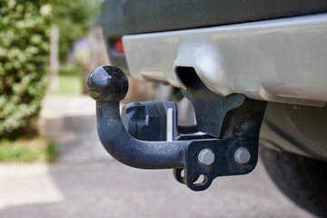 Towbar on a car, black steel part
