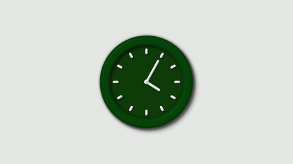 Amazing green dark 3d wall clock isolated on white background,wall clock