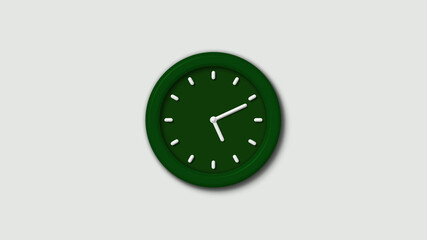 Amazing green dark 3d wall clock isolated on white background,wall clock