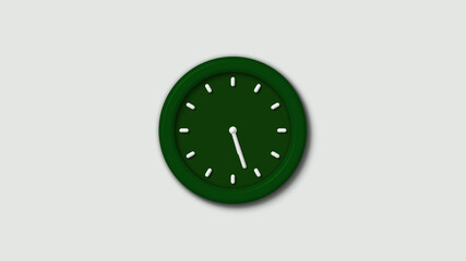 Amazing green dark 3d wall clock isolated on white background,wall clock