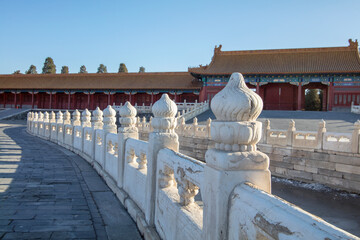 White marble fence in the Forbidden City, Beijing, China