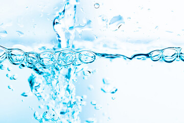 Clean bubbles under the blue water