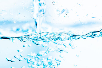 Clean bubbles under the blue water natural background