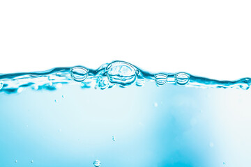 Bubbles in clean blue water ready to drink use for nature background