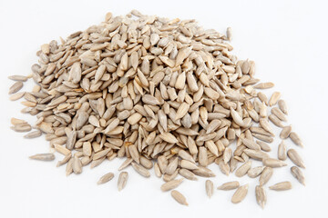 Fototapeta premium sunflower seeds on white background.