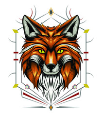 vector fox  face illustration. design for apparel and merchandise.