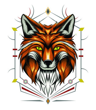 vector fox  face illustration. design for apparel and merchandise.