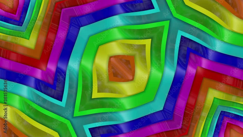 Poster abstract looped rainbow background. moving multicolored kaleidoscope patterns. 3d render