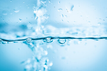 Bubbles in clean blue water ready to drink use for nature background