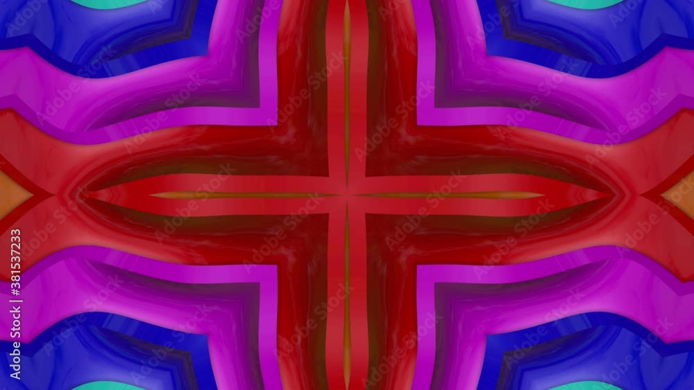 Poster abstract looped rainbow background. moving multicolored kaleidoscope patterns. 3d render