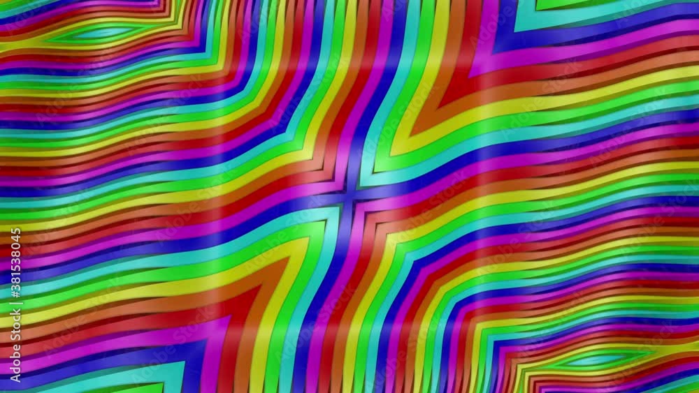 Poster abstract looped rainbow background. moving multicolored kaleidoscope patterns. 3d render