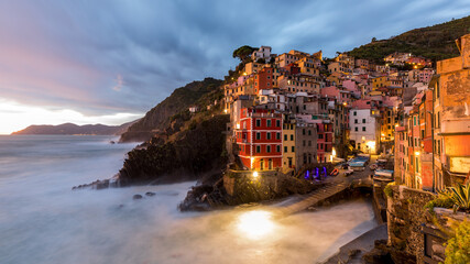 Fototapeta na wymiar Riomaggiore in the Cinque Terre in Italy
