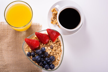 Healthy breakfast with orange juice and coffee