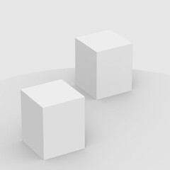 3d gray white cube and box podium .. minimal scene studio background. Abstract 3d geometric shape object illustration render. Display for online business product.
