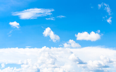 soft clouds floating on blue sky with sun light