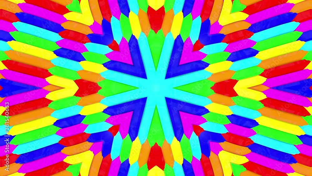 Poster abstract looped rainbow background. moving multicolored kaleidoscope patterns. 3d render