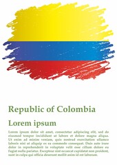 Flag of Colombia. Republic of Colombia. Template for award design, an official document with the flag of Colombia. Bright, colorful vector illustration.