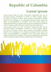 Flag of Colombia. Republic of Colombia. Template for award design, an official document with the flag of Colombia. Bright, colorful vector illustration.